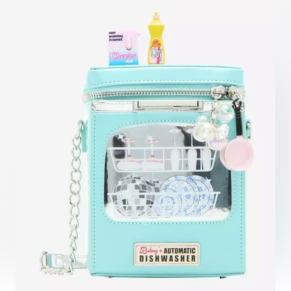 Handbags - NWT Betsey Johnson Kitsch Clean Or Dirty Blue Crossbody Bag Dishwasher 🫧